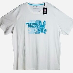 Psycho Bunny Mens 4XL White Kona Crew Neck Graphic Tee White T-Shirt NWT